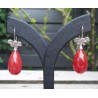 Zilveren oorbellen met rode Onyx briolet