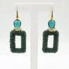 Vergulde oorbellen rechthoekige Emerald hanger en Kattenoog