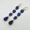 Vergulde oorbellen met Kattenoog en Lapis Lazuli
