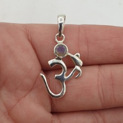 Zilveren hanger met Ohm teken en Labradoriet