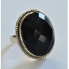 Zilveren edelsteen ring met facet zwarte Onyx ring maat 18 mm