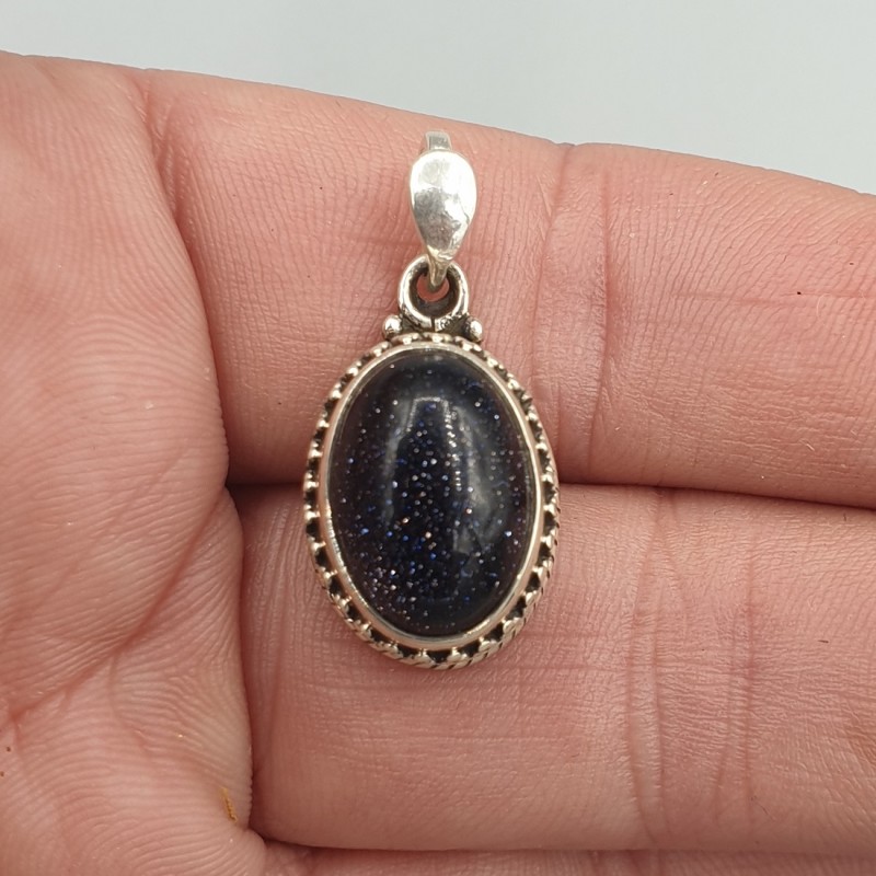 925 Sterling zilveren hanger met blauwe Goudsteen