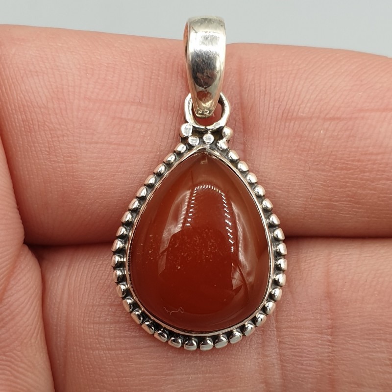 925 Sterling zilveren hanger met druppelvormige rode Onyx