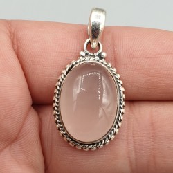 925 Sterling zilveren hanger met ovale Rozenkwarts
