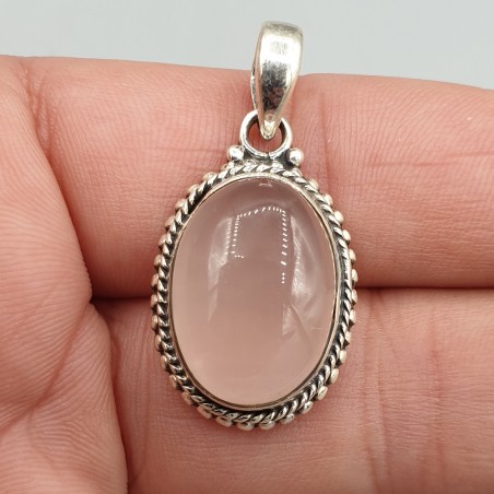 925 Sterling zilveren hanger met ovale Rozenkwarts