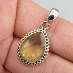 925 Sterling zilveren hanger met druppelvormige Lemon Topaas