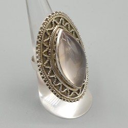 925 Sterling zilveren ring met marquise Rozenkwarts