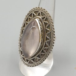 925 Sterling zilveren ring met marquise Rozenkwarts