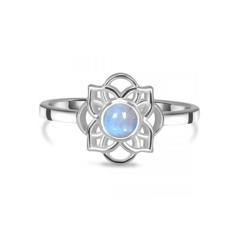 925 Sterling zilveren ring kleine ronde Maansteen