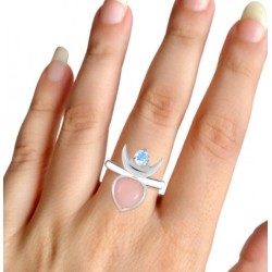 925 Sterling zilveren ring Maansteen en roze Opaal