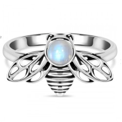 925 Sterling zilveren ring met kleine ronde Maansteen