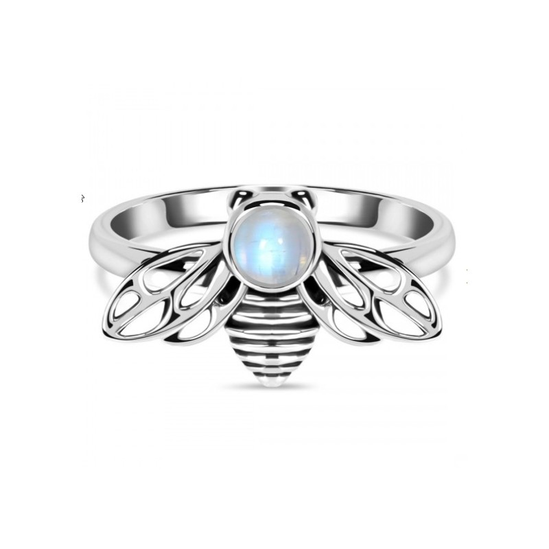 925 Sterling zilveren ring met kleine ronde Maansteen