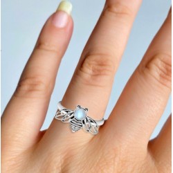 925 Sterling zilveren ring met kleine ronde Maansteen