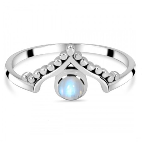925 Sterling zilveren ring met regenboog Maansteen