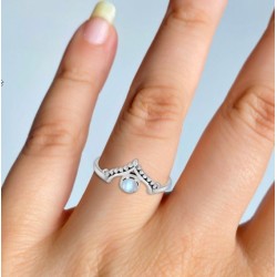 925 Sterling zilveren ring met regenboog Maansteen