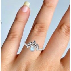 925 Sterling zilveren ring regenboog Maansteen