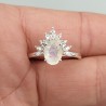 925 Sterling zilveren ring facet regenboog Maansteen