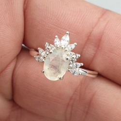 925 Sterling zilveren ring facet regenboog Maansteen