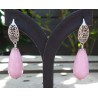 Zilveren oorbellen met licht roze Jade briolet