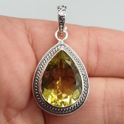 925 Sterling zilveren hanger gezet met Lemon Topaas