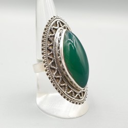 925 Sterling zilveren ring met marquise groene Onyx