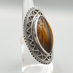 925 Sterling zilveren ring met marquise Tijgeroog