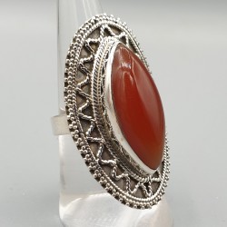 925 Sterling zilveren ring met marquise Carneool 17.3 mm