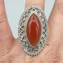925 Sterling zilveren ring met marquise Carneool 17.3 mm