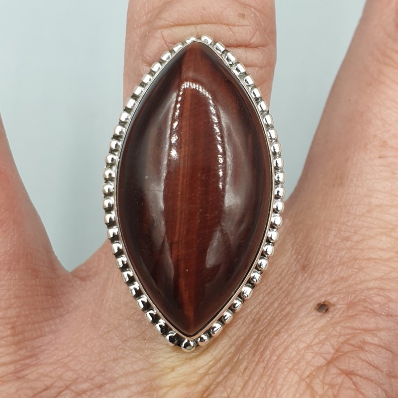 925 Sterling zilveren ring marquise rode Tijgetoog 17.3 mm