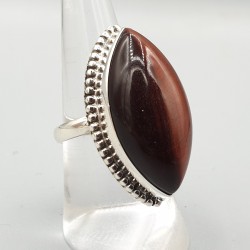 925 Sterling zilveren ring marquise rode Tijgetoog 17.3 mm
