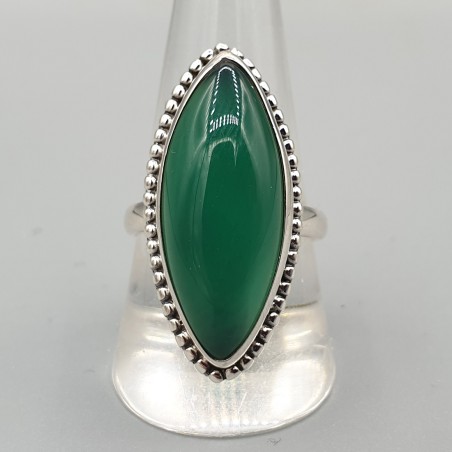 925 Sterling zilveren ring marquise groene Onyx 19 mm