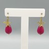 Vergulde oorbellen fuchsia roze Jade