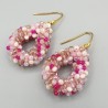 Vergulde oorbellen open druppel mixed roze kristallen small
