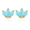Vergulde oorknoppen blauw Zirkonia's