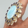 925 Sterling zilveren ring met Larimar en Amethist 19 mm