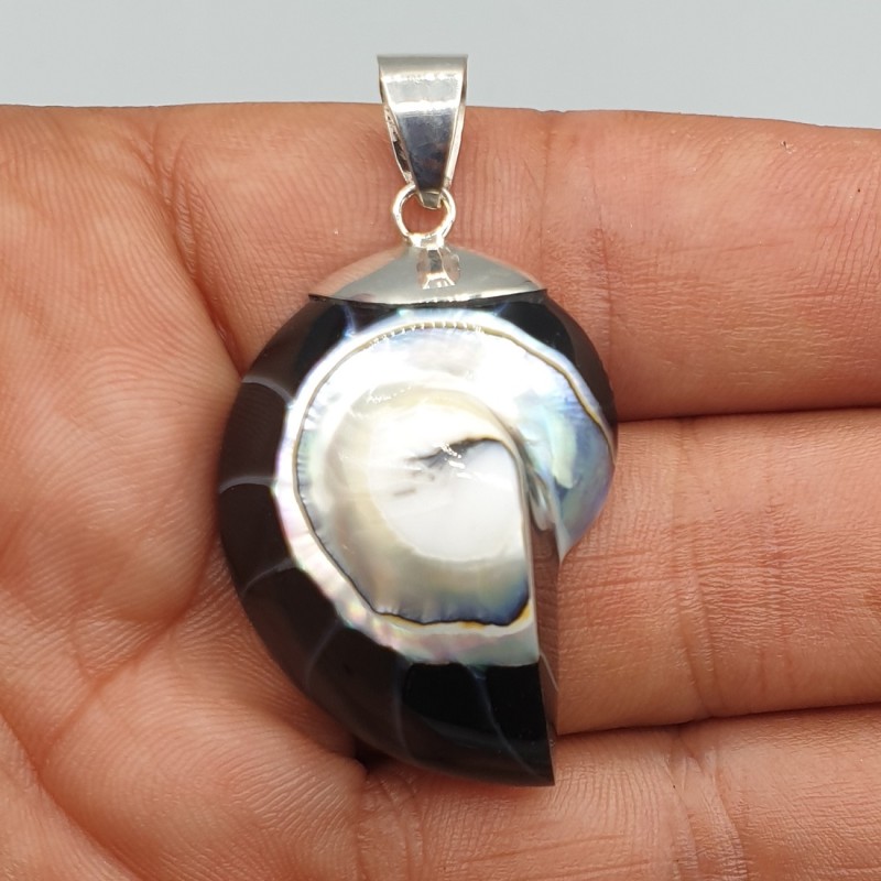 925 Sterling zilveren hanger met zwarte Nautilus schelp