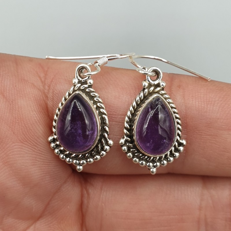 925 Sterling zilveren oorbellen cabochon Amethist