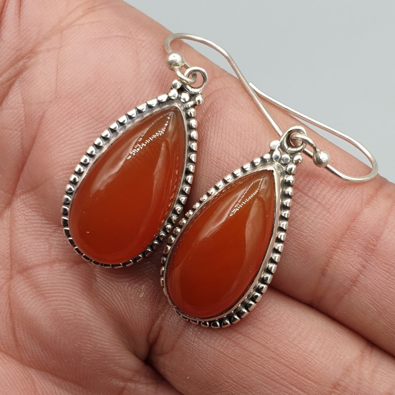 925 Sterling zilveren oorbellen gezet met rode Onyx