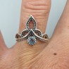 925 Sterling zilveren ring kleine ronde blauw Topaas 17 mm