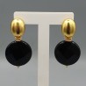 Vergulde oorbellen ronde zwarte facet Onyx