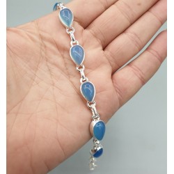 925 Sterling zilveren armband blauw Chalcedoon