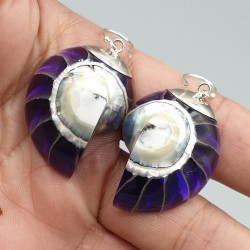 925 Sterling zilveren oorbellen met paarse Nautilus schelp
