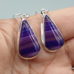 925 Sterling zilveren oorbellen paarse Botswana Agaat