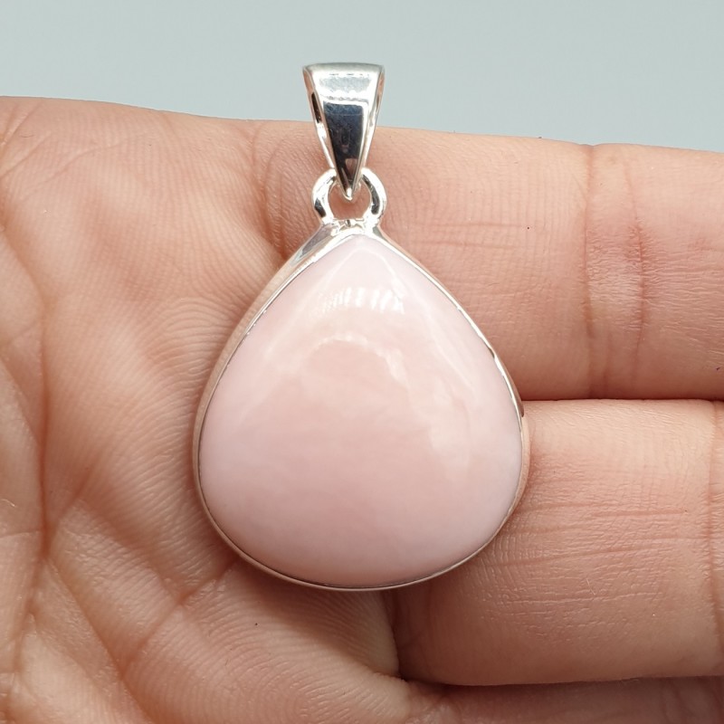 925 Sterling zilveren hanger brede druppelvormige roze Opaal