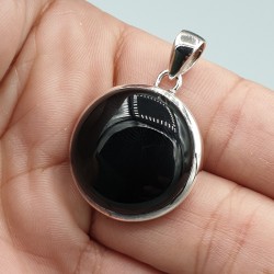 925 Sterling zilveren hanger ronde zwarte Onyx