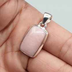 925 Sterling zilveren hanger met rechthoekige roze Opaal