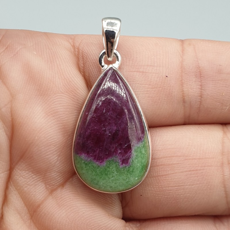 925 Sterling zilveren hanger druppelvormige Robijn Zoisiet