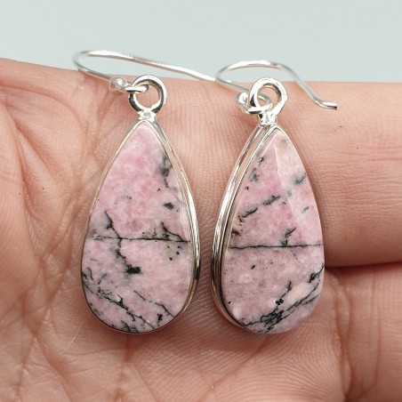 925 Sterling zilveren oorbellen met Rhodoniet