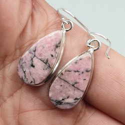 925 Sterling zilveren oorbellen met Rhodoniet