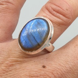 925 Sterling zilveren ring ovale Labradoriet 17.5 mm